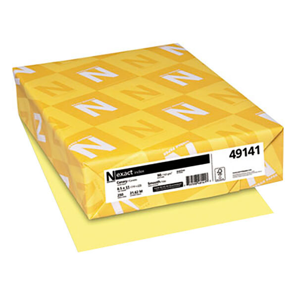 Neenah 49141 Exact 8 1/2" x 11" Canary Smooth 90 Index Paper Cardstock 250 Sheets