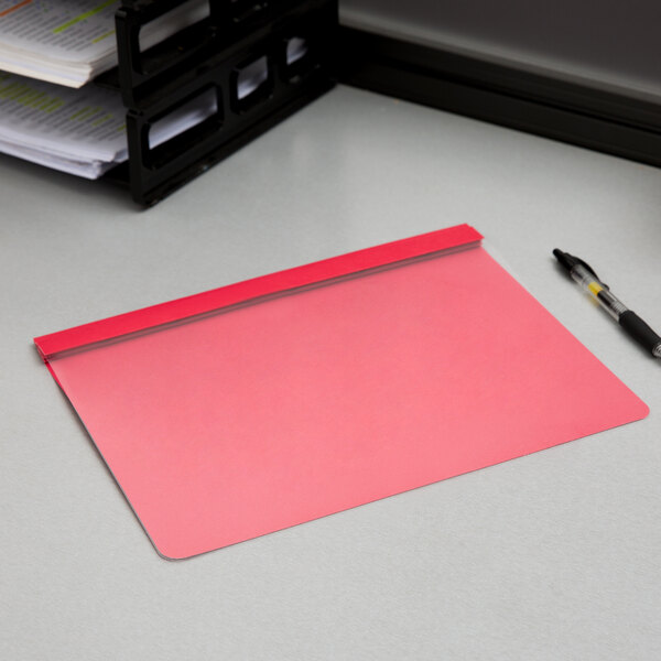 Oxford 55811EE 8 1/2" x 11" Red Clear Front Report Cover with 3-Prong Fastener, Letter - 25/Box