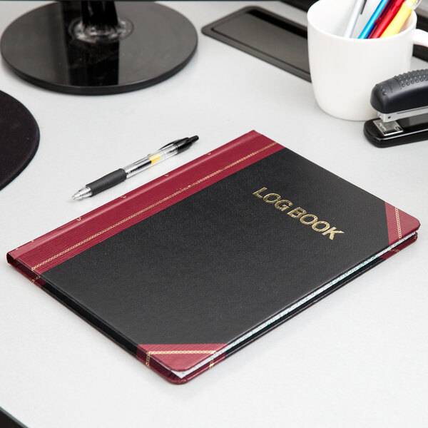 Boorum & Pease BOR G21150R 8 1/8" x 10 3/8" Black / Red Log Book