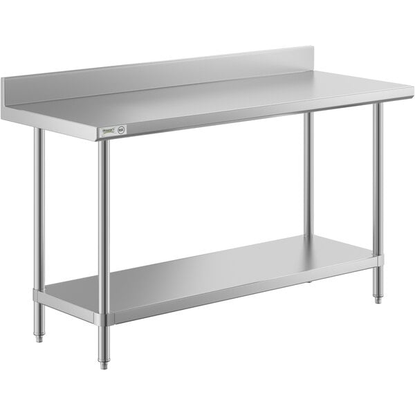 Regency 24" x 60" 16-Gauge Stainless Steel Commercial Work Table with 4" Backsplash and Undershelf
