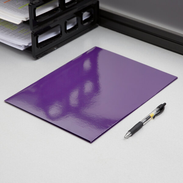 Oxford 51726EE Letter Size 2-Pocket High Gloss Laminated Paper Pocket Folder, Purple - 25/Box