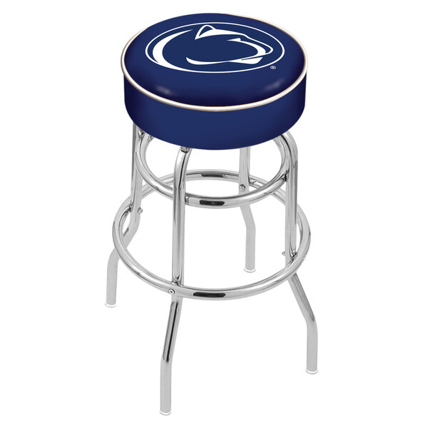 Holland Bar Stool L7C130PennSt Penn State University Double Ring Swivel Bar Stool with 4" Padded Seat