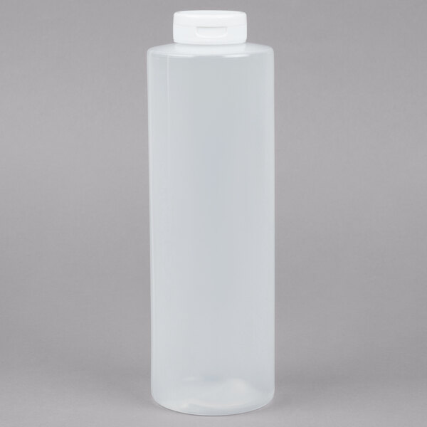 Tablecraft 2124C1 24 oz. Clear Squeeze Bottle with 38 mm Flip Lid 12