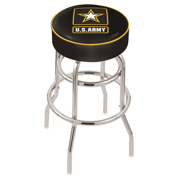 Holland Bar Stool L7C130Army United States Army Double Ring Swivel Bar Stool with 4" Padded Seat