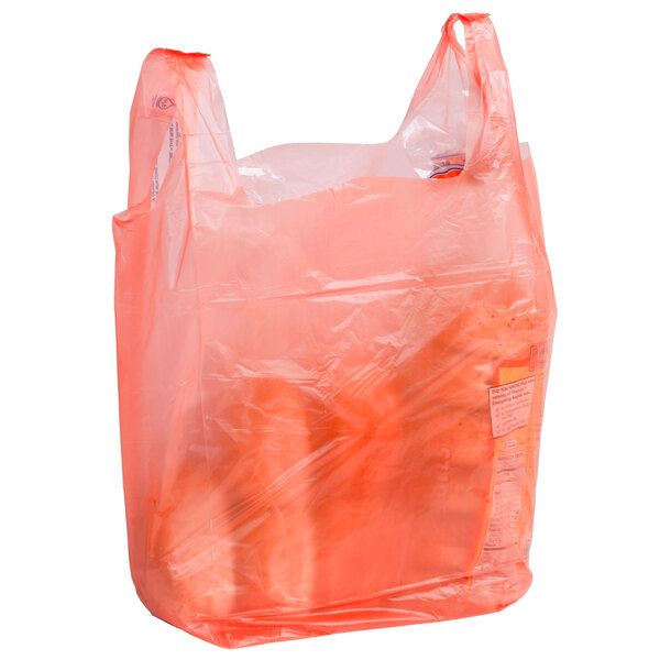 1/6 Size Orange Medium-Duty T-Shirt Bag - 1000/Case