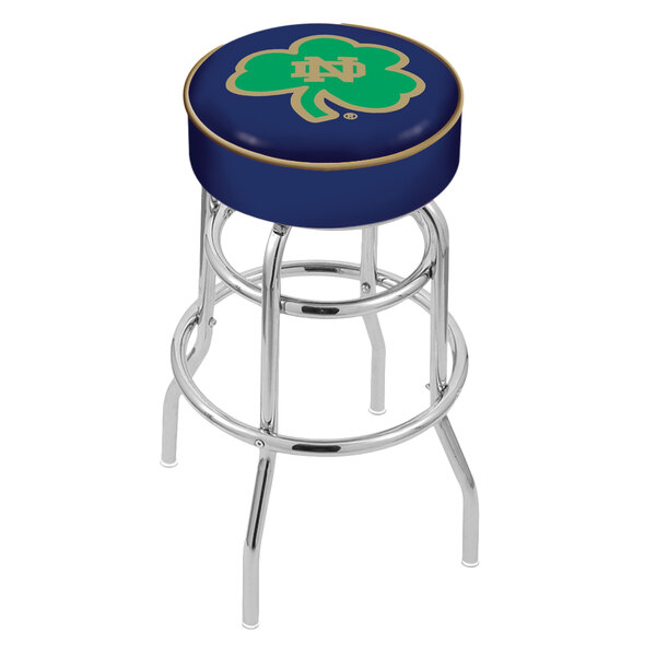 Holland Bar Stool L7C130ND-Shm Notre Dame Double Ring Swivel Bar Stool with 4" Padded Seat