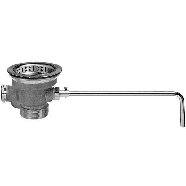 Fisher 29025 DrainKing Chrome Lever Handle Waste Valve with 3 1/2" Sink Opening, 1 1/2" / 2" Drain Opening, Basket Strainer, and Overflow Port