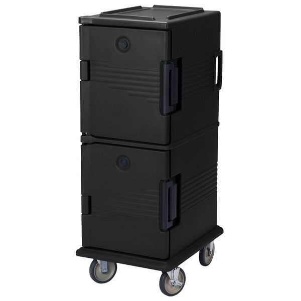 Cambro UPC800SP110 Ultra Camcarts® Black Insulated Food Pan Carrier with Heavy-Duty Casters and Security Package - Holds 12 Pans