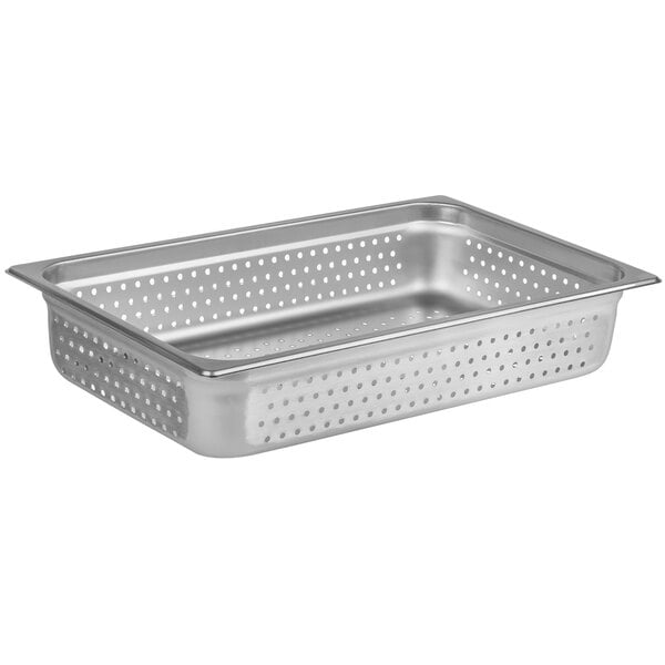 Pack of 2 Commercial Full Size x 4 Deep 22 Gauge Anti-Jam Perforated Stainless Steel Steam Table/Hotel Pan 