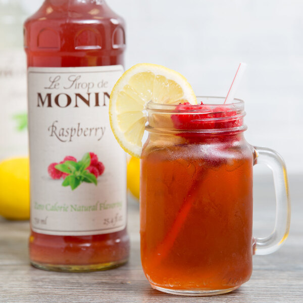 Monin 750 mL Zero Calorie Natural Raspberry Flavoring Syrup