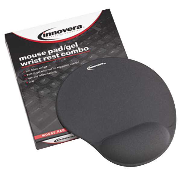 Innovera 50449 Gray Mouse Pad with Gel Wrist Rest
