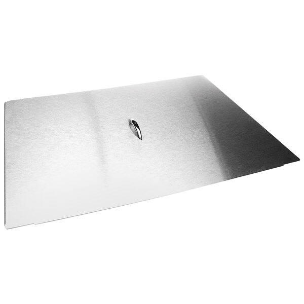 A stainless steel Anets fryer tank cover with a hole in the middle.