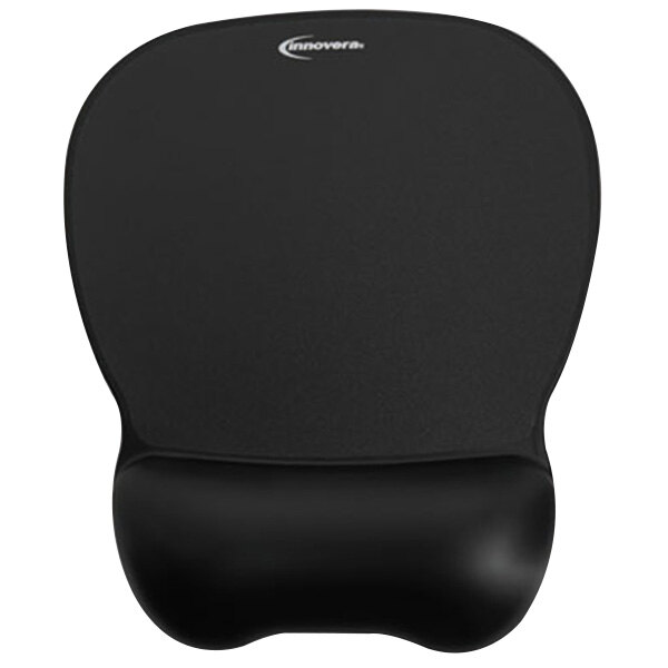 An Innovera black mouse pad with a gel wrist rest.
