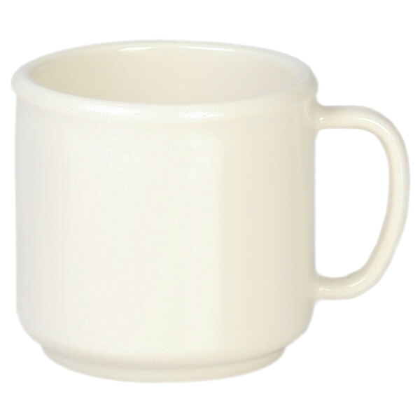 A white Thunder Group melamine mug with a handle.