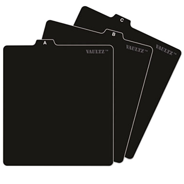 A group of black Vaultz A-Z CD file guides.