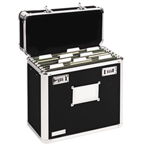 Vaultz VZ01187 Black Letter Sized Locking File Chest 13 3/4" x 7 1/4