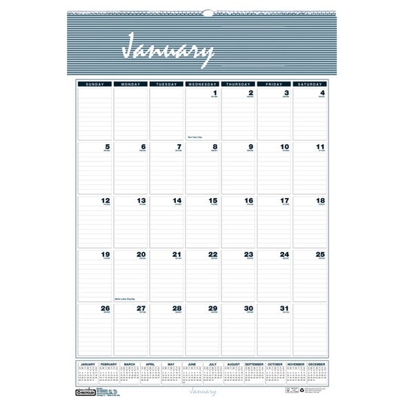 A House of Doolittle wall calendar for January 2024 with white text on a blue background.