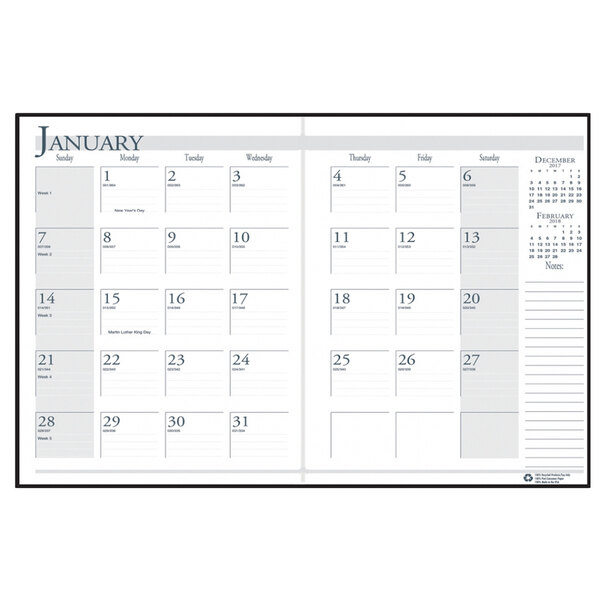 A House of Doolittle 14-month calendar page for January 2025 with numbers and days in black.