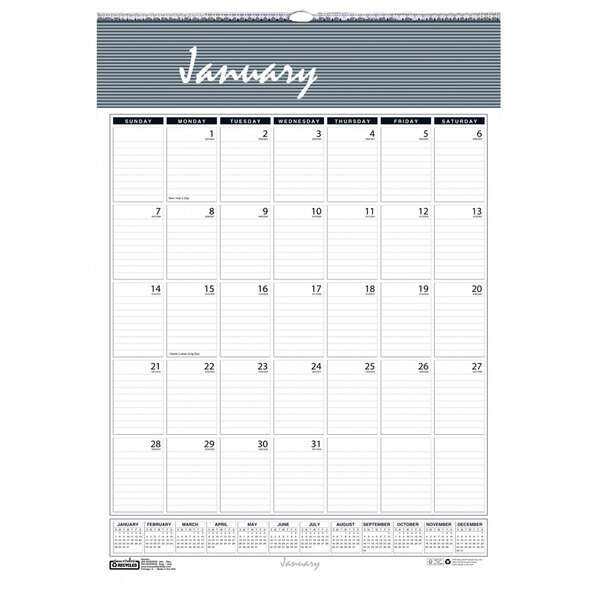 A House of Doolittle wall calendar page for January 2024 with numbers and lines.