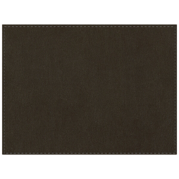 A black premium sewn faux leather rectangular placemat. 