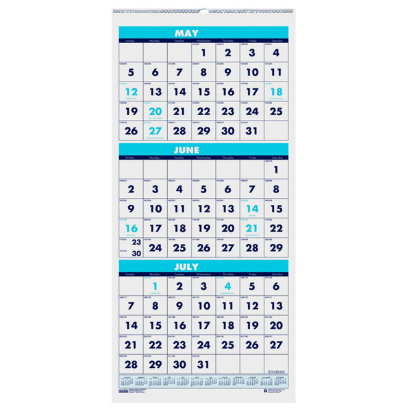 A House of Doolittle Academic wall calendar with blue and white numbers on a white background.