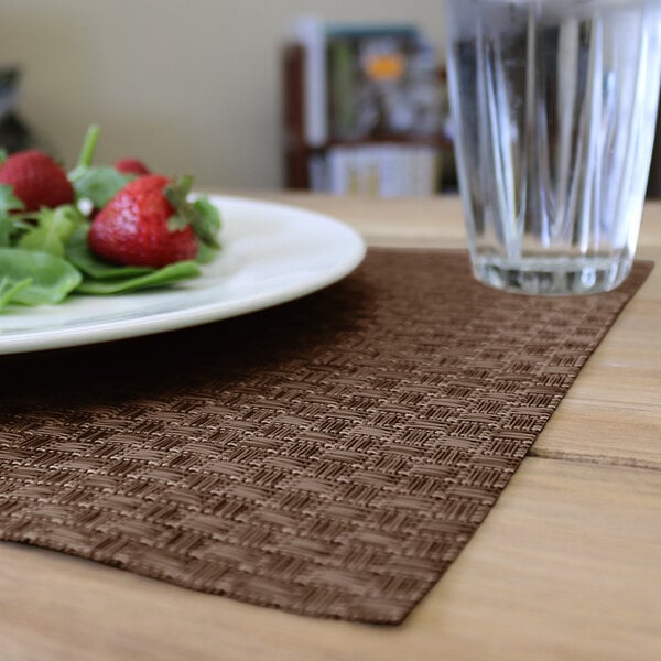 H. Risch, Inc. GA4003 16" x 12" Brown Woven Vinyl Rectangle Placemat