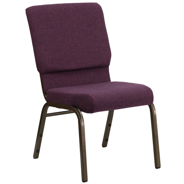Flash Furniture FD-CH02185-GV-005-GG Plum 18 1/2" Wide Church Chair with Gold Vein Frame