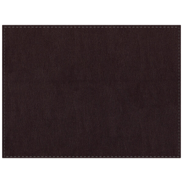 A black rectangular H. Risch Inc. faux leather placemat with stitching.