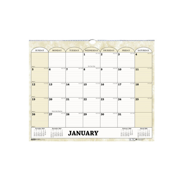 A House of Doolittle horizontal wall calendar with a white background and black border featuring the days of the week and numbers.
