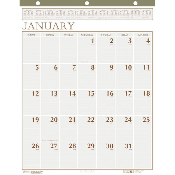 A white House of Doolittle wall calendar page with January 2024 in large print.