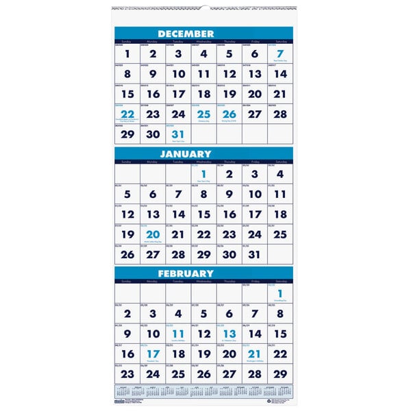A House of Doolittle wall calendar with blue numbers and a white background.