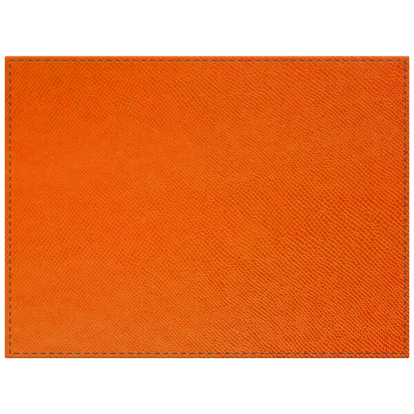 An orange premium sewn faux leather placemat.