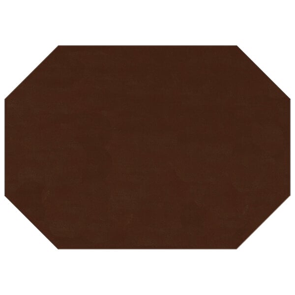 A brown octagon-shaped vinyl placemat.