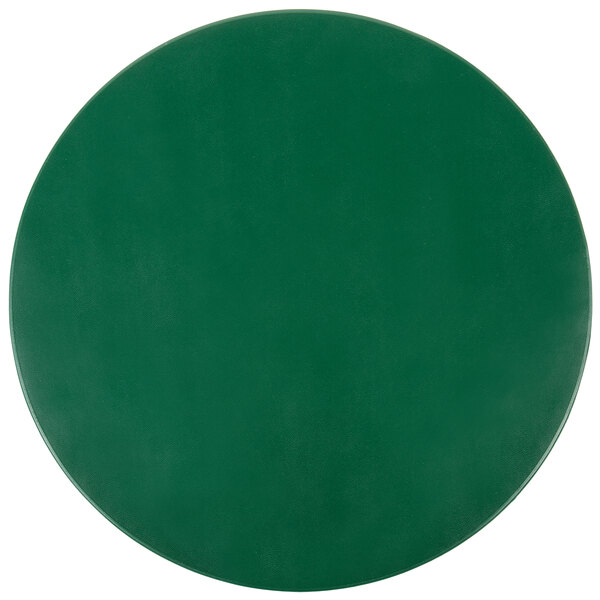 A green round surface with a white background.