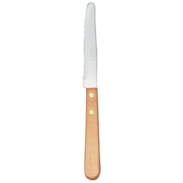 World Tableware 200 1702 8 1/2" Stainless Steel Steak Knife with Wood