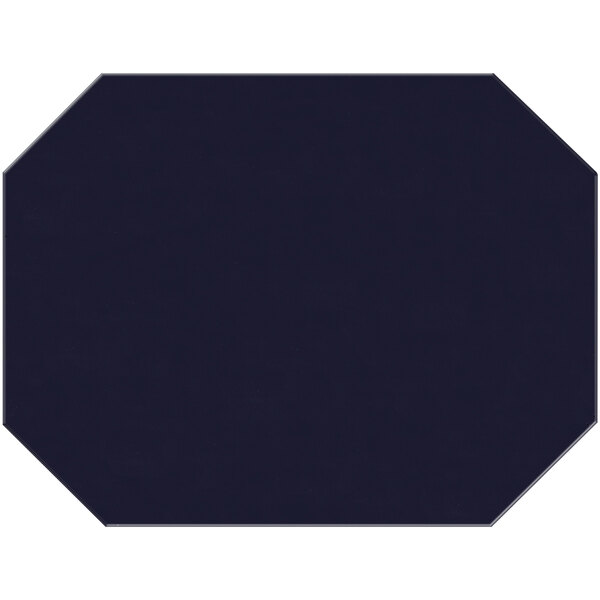 A blue octagon placemat with a white border.