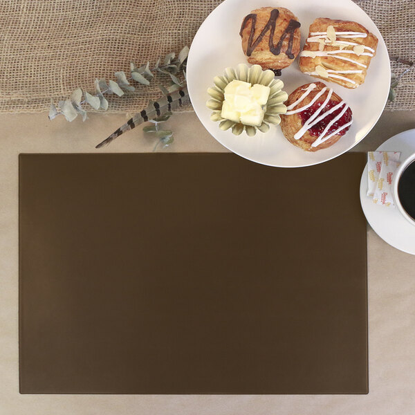 H. Risch, Inc. PLACEMATRECT16X12BROWN 16" x 12" Customizable Brown Vinyl Rectangle Placemat - 12/Pack