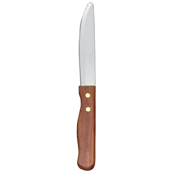 A Libbey steak knife with a rosewood handle and a metal blade.