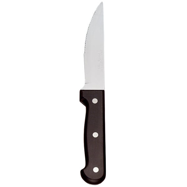 A Libbey steak knife with a black Bakelite handle and a white blade.