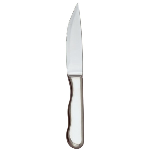 A Libbey stainless steel steak knife with a hollow handle.