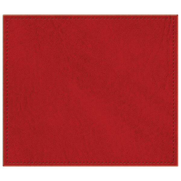 H. Risch, Inc. TABLEMAT15X13RED 15" x 13" Customizable Red Hardboard / Faux Leather Rectangle