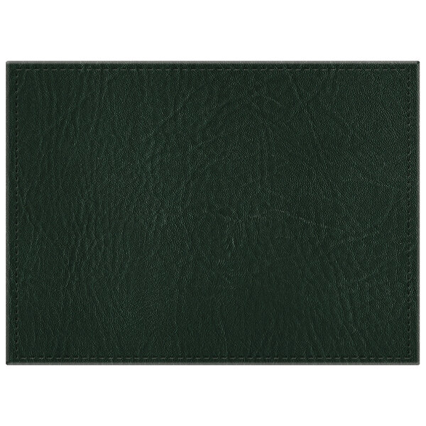 A close-up of a green faux leather H. Risch, Inc. rectangular placemat.