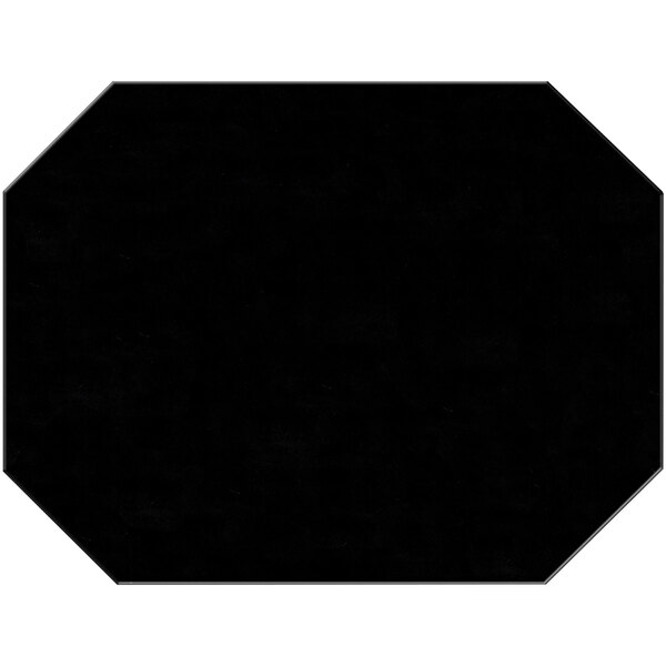 A black octagon placemat with a white border.