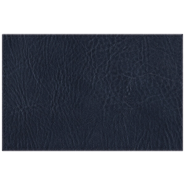 A navy faux leather rectangle placemat with a black border.