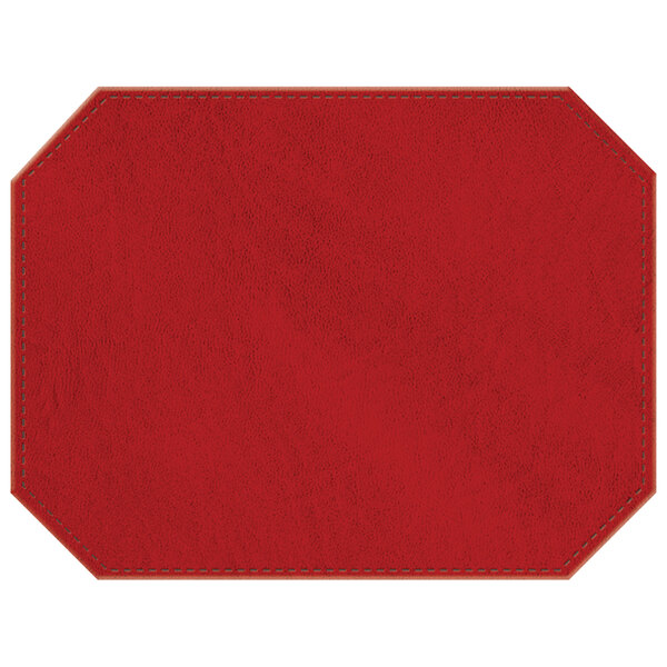 H. Risch, Inc. TABLEMATOCT17X13RD 17" x 13" Customizable Red Hardboard / Faux Leather Octagon