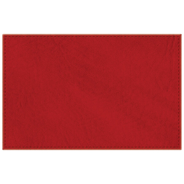 H. Risch, Inc. TABLEMAT17X11RED 17" x 11" Customizable Red Hardboard / Faux Leather Rectangle