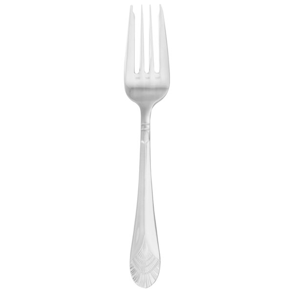 A Walco stainless steel salad fork with a silver handle and design.