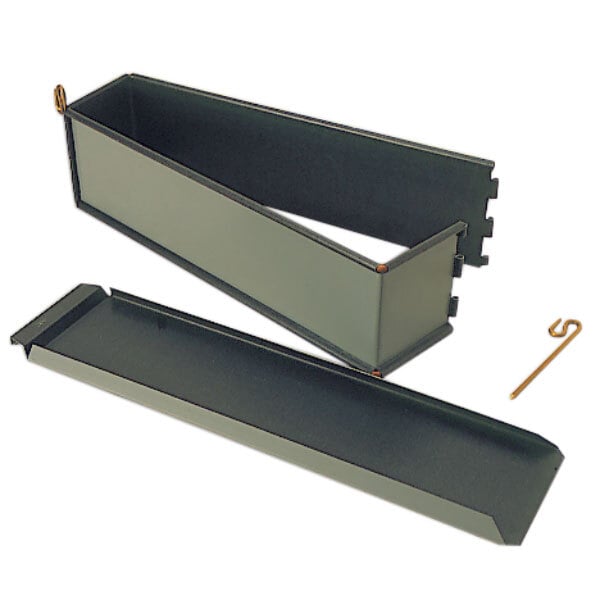 A rectangular metal baking mold with a lid open.