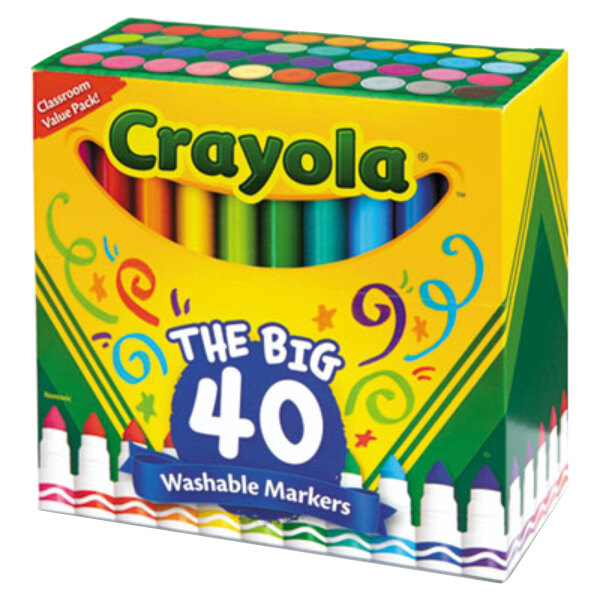 Crayola 587858 Ultra-Clean Assorted 40-Count Broad Point Washable Markers