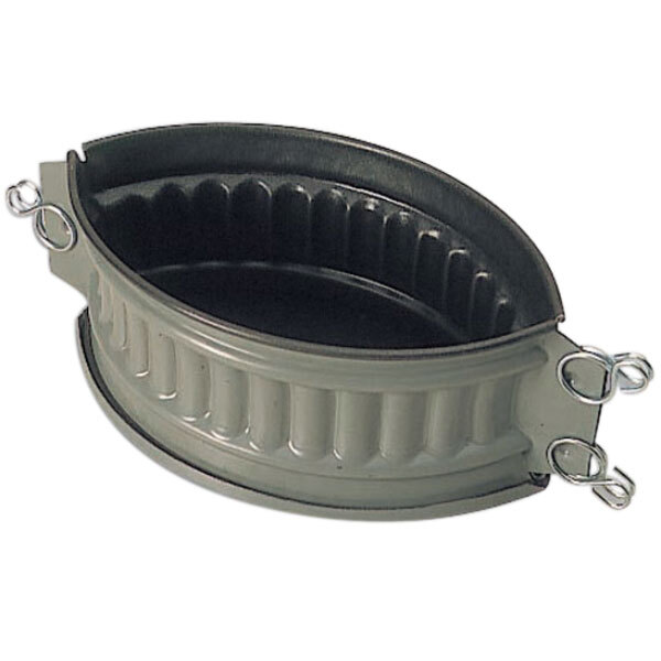 A Matfer Bourgeat oval metal baking mold with a non-stick coating.